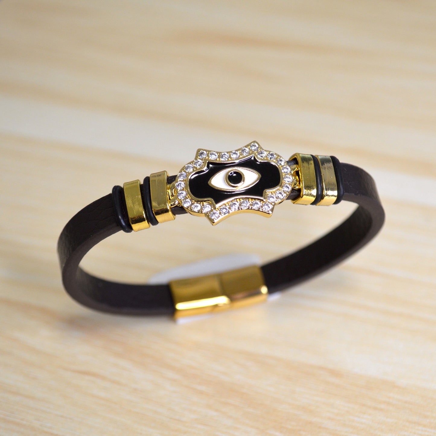 "Defiant Eye" leather bracelet