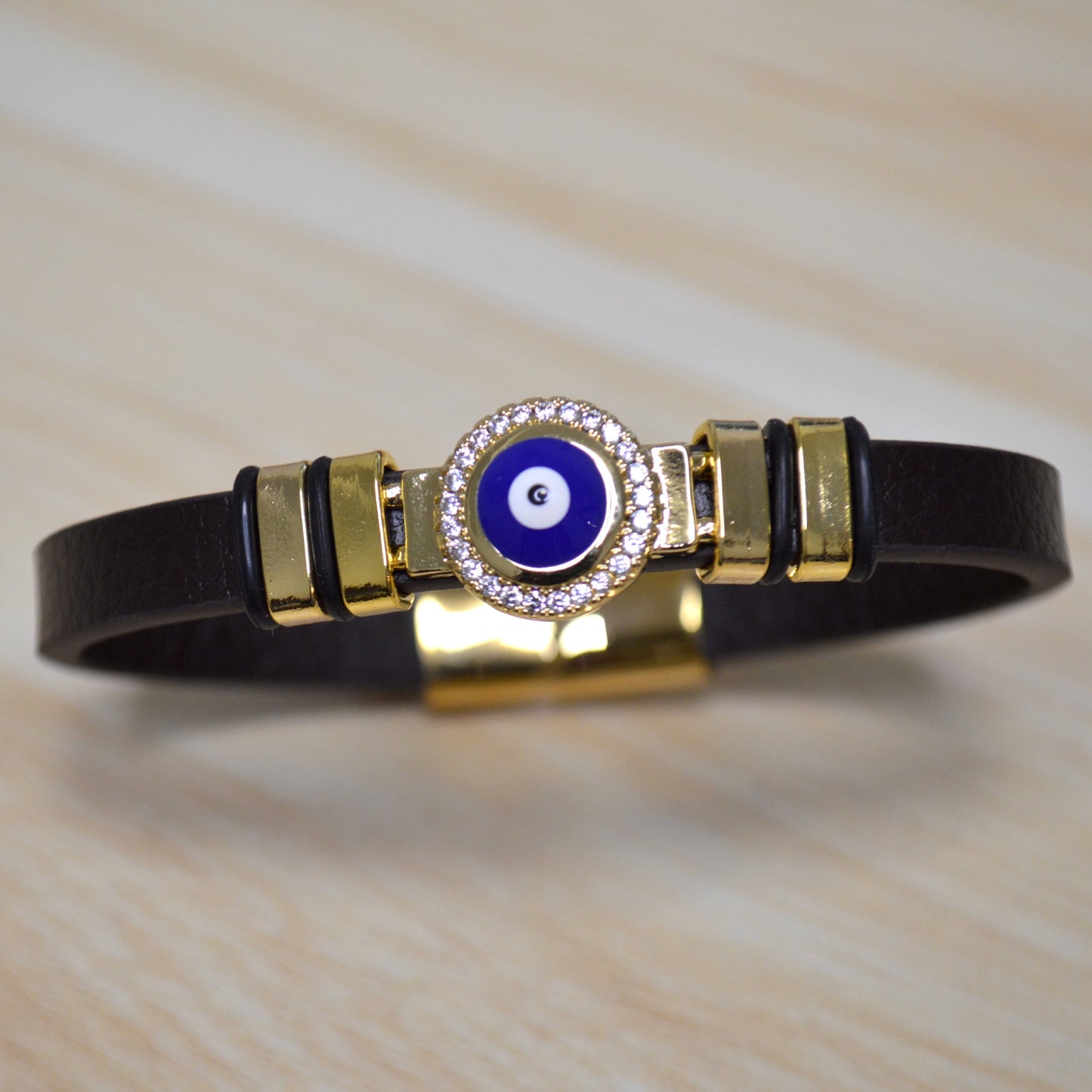 "Evil Eye" leather bracelet