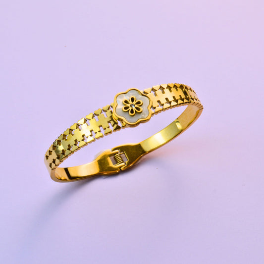 Flower Heart Cuff Bracelet- S