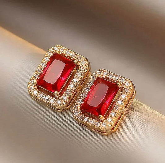 Rhinestone "Scarlet Sparkle" Earrings